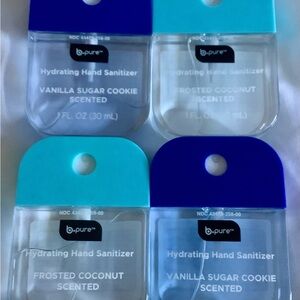 4 New B Pure Hydrating Hand Sanitizer Vanilla Sugar Cookie & Frosted Coconut 1oz